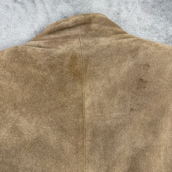 Vintage Suede Leather Jacket Open Front Western Tan Distressed Sz 12 Argentina - Picture 8 of 12